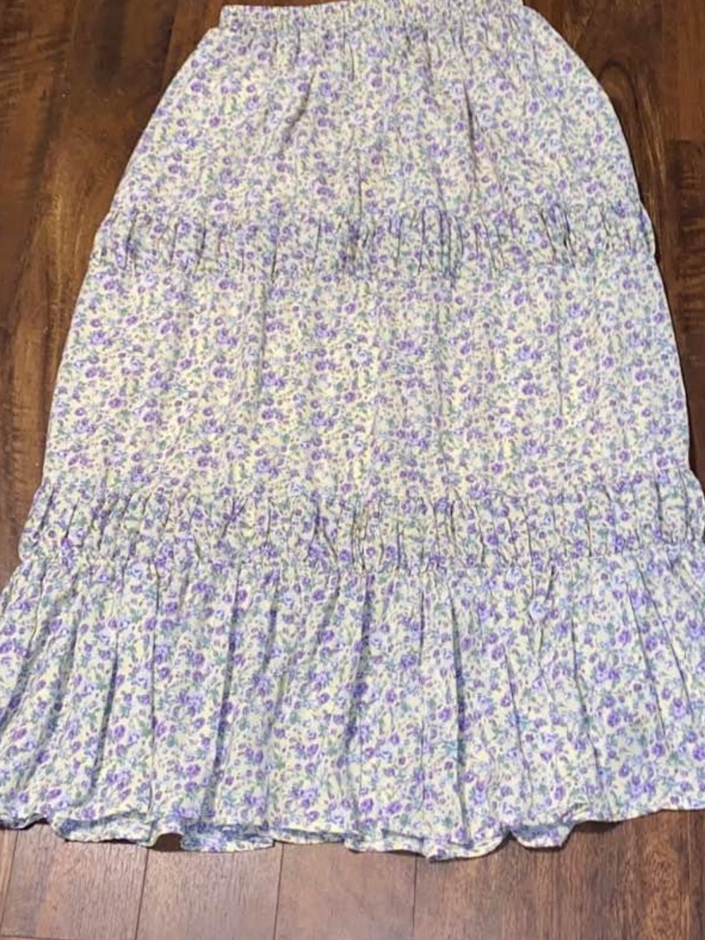 NWT English Factory Medium Lined Full Maxi Purple Yellow Floral Print Skirt